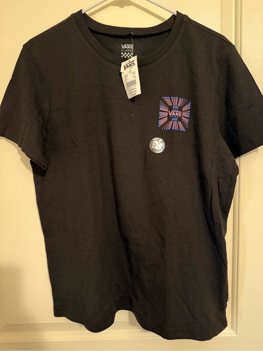 Vans Black Tee with Blue & Purple Radial Chest Graphic